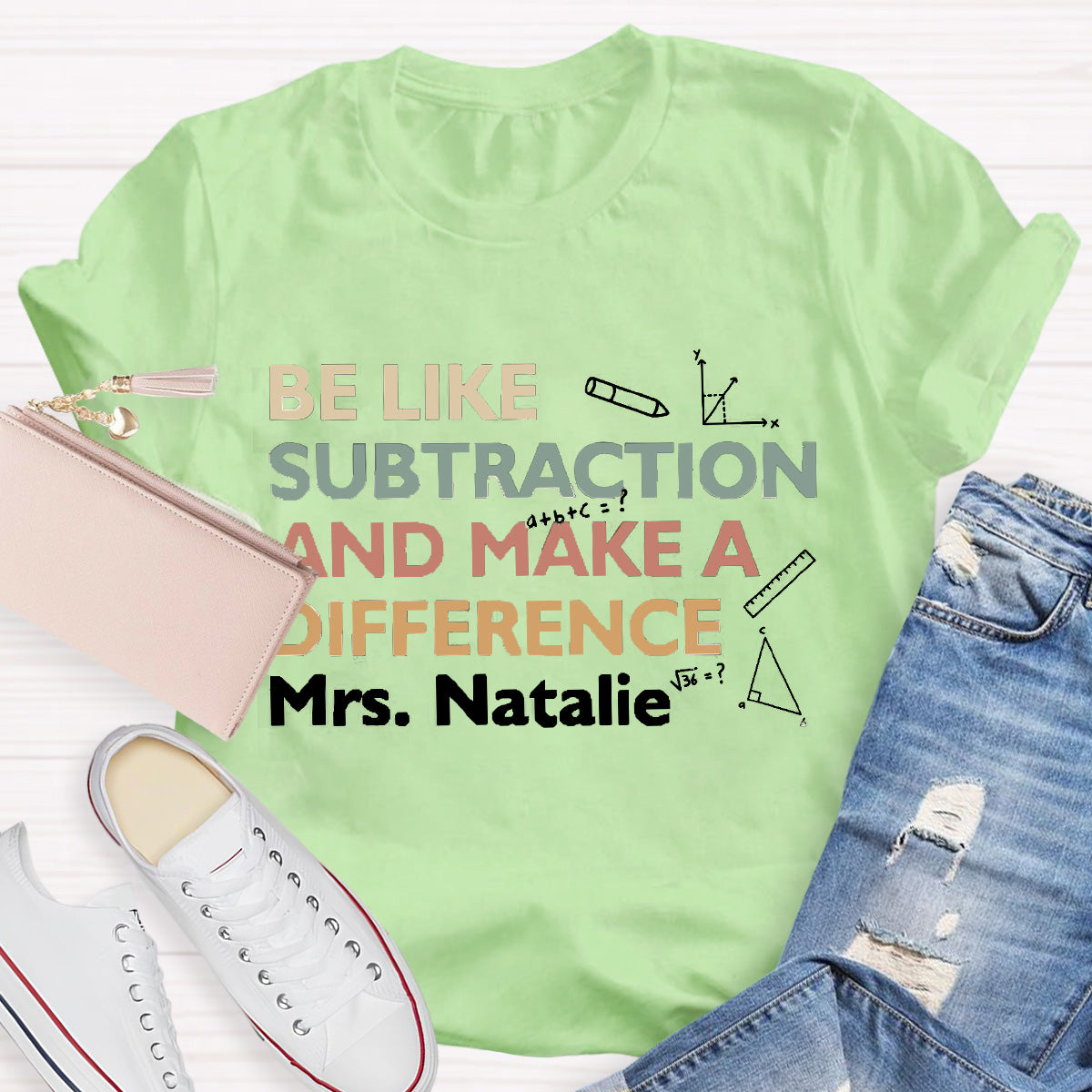 Personalized Name Make A Difference Teacher T-Shirt