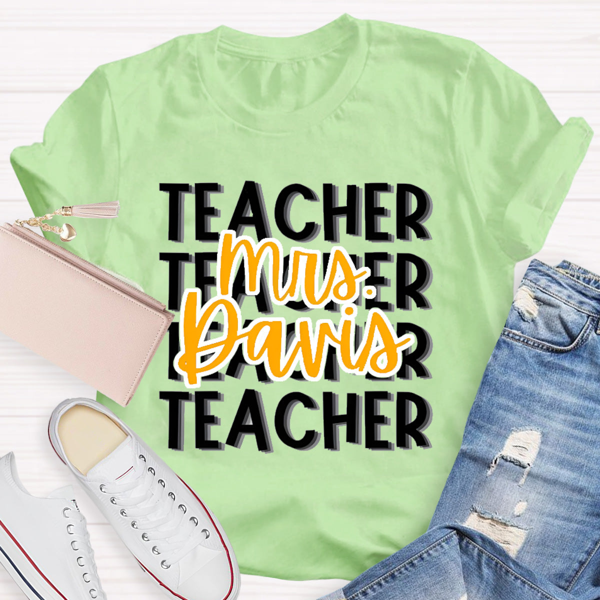 Personalized Name Mrs Davir Teacher T-Shirt