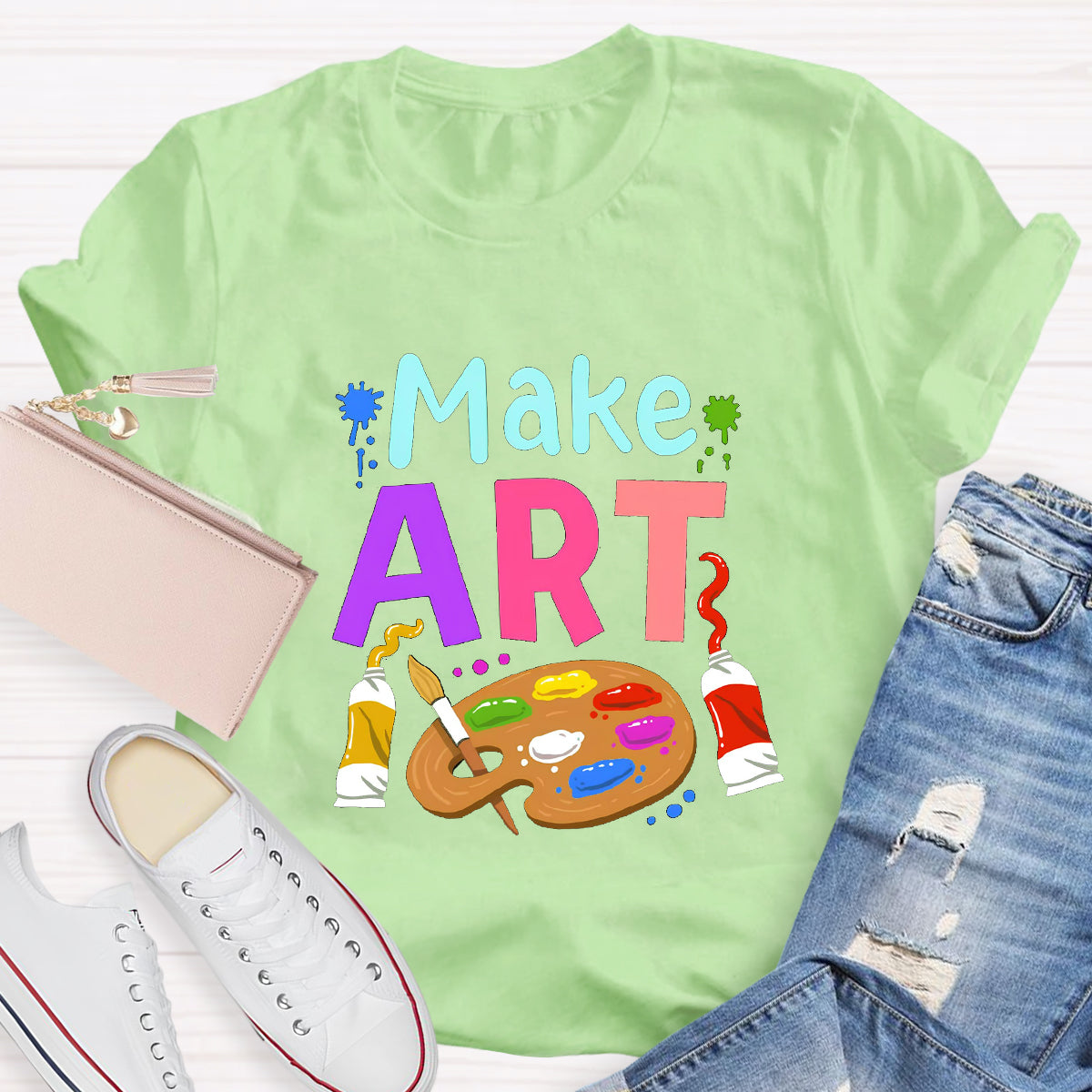 Make Art Color Palette Teacher T-Shirt