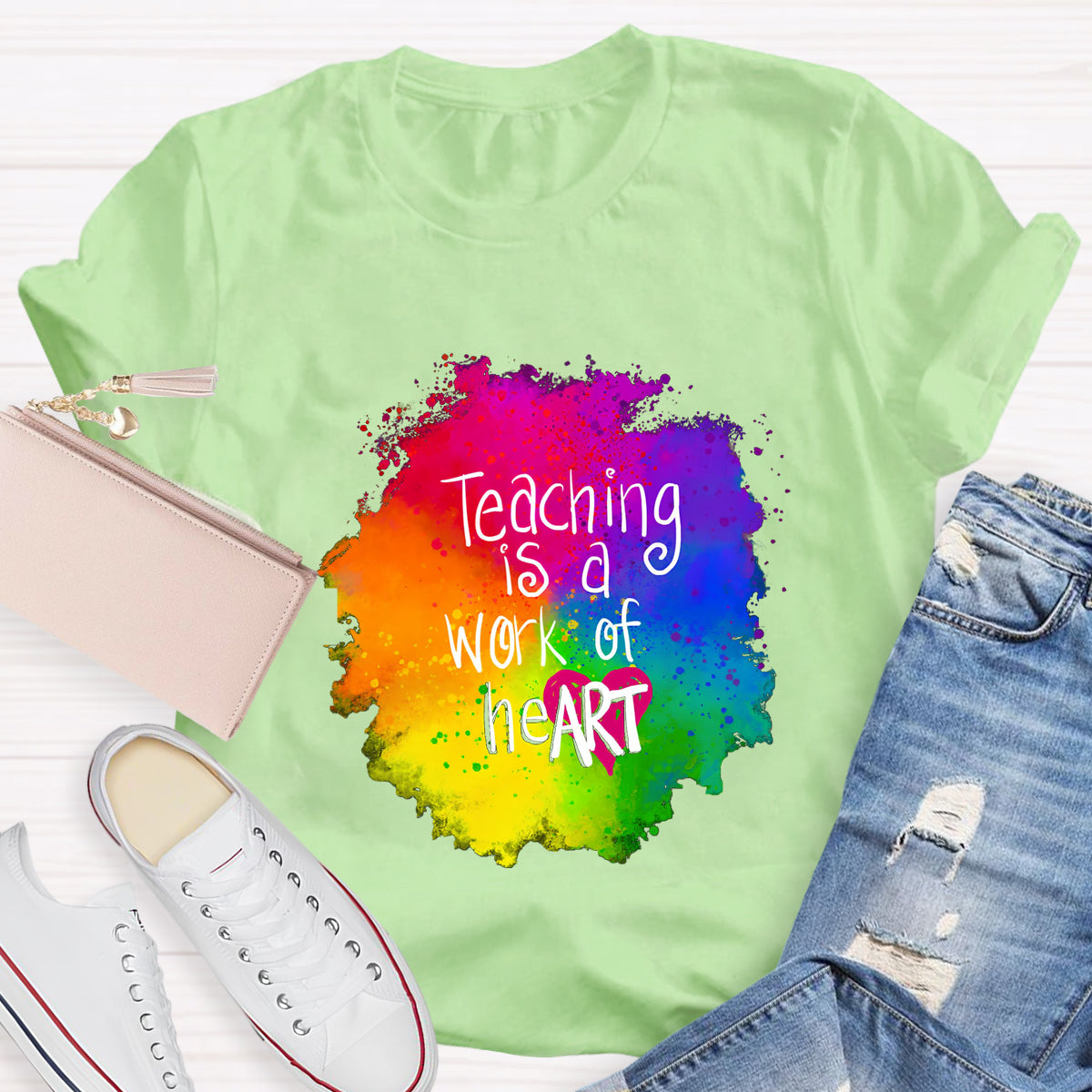 Teaching Is A Work Of Heart Art Teacher T-Shirt