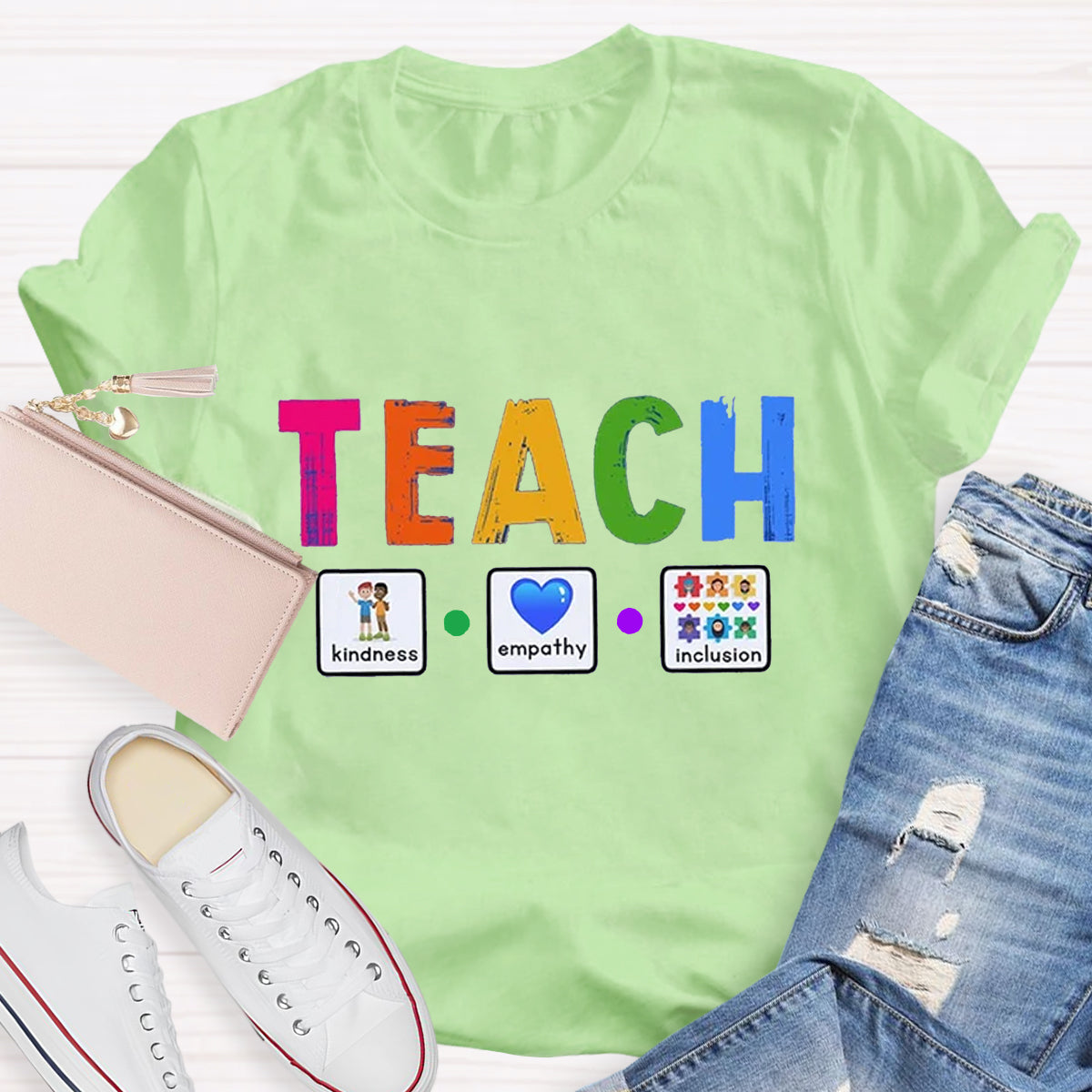 Teach Kindness Empathy Inclusion Teacher T-Shirt