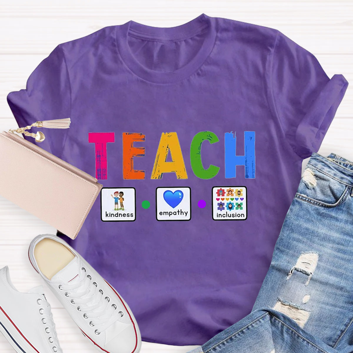 Teach Kindness Empathy Inclusion Teacher T-Shirt
