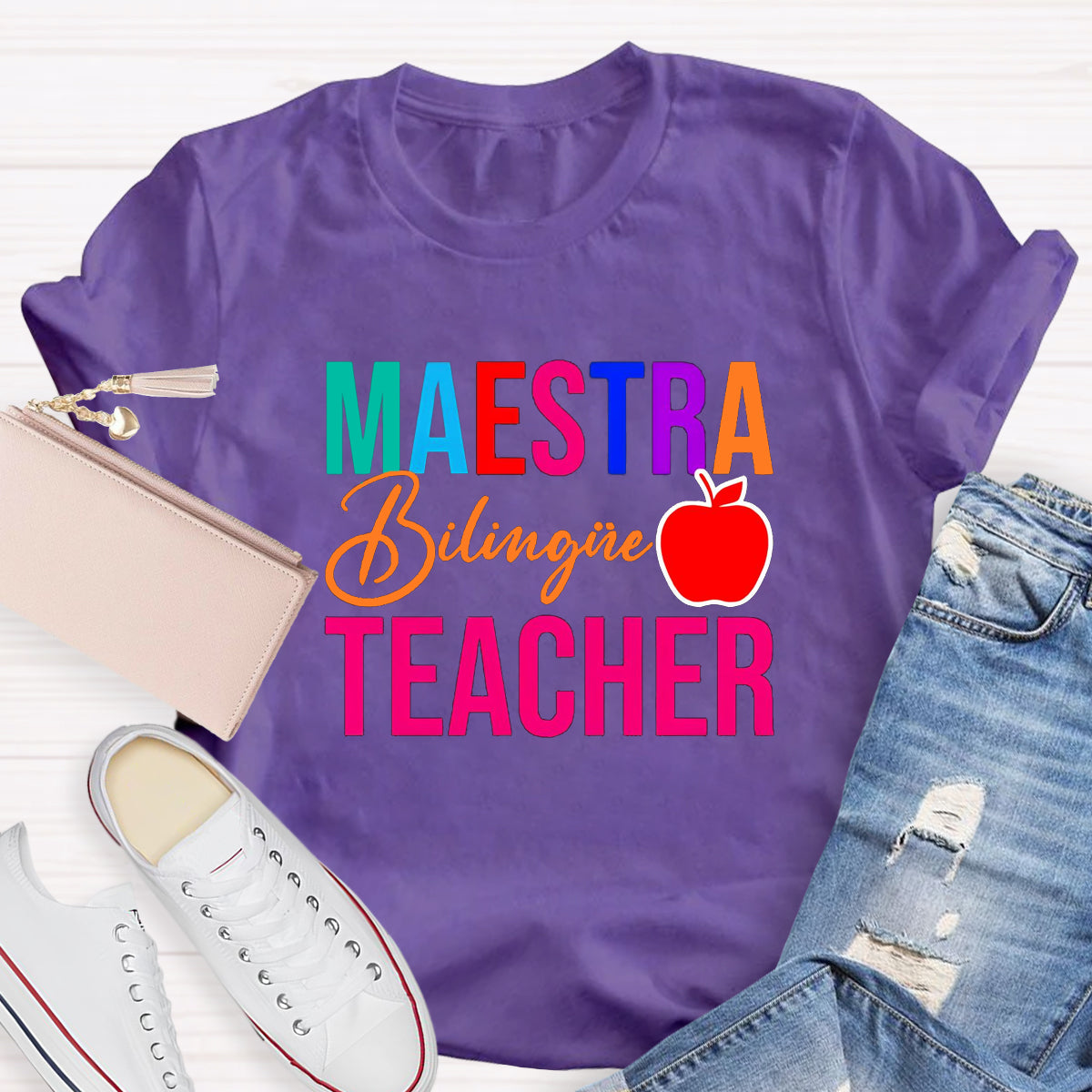 Maestra Bilingual Teacher With Apple T-Shirt