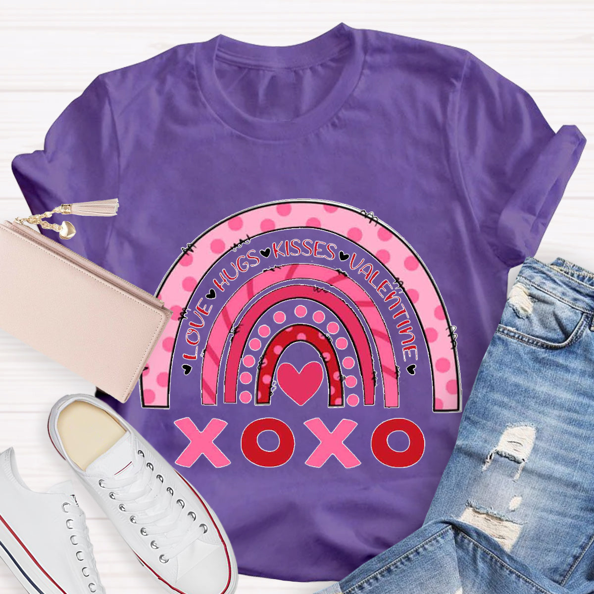 Love Hugs Kisses Valentines Teacher T-Shirt