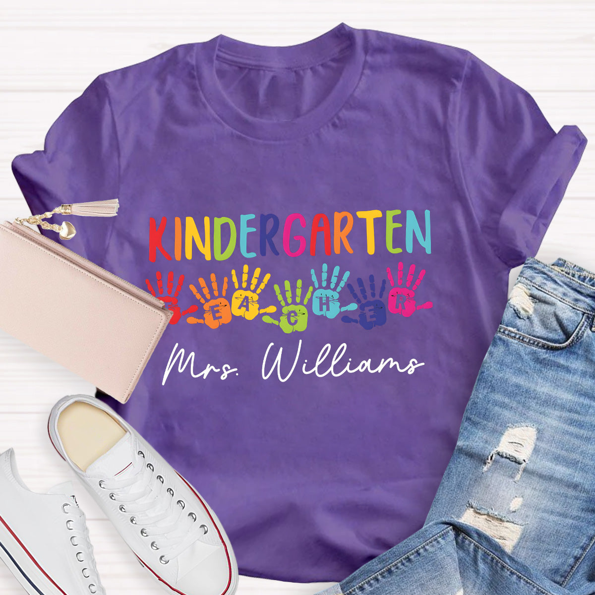 Personalized Name Kindergarten Teacher T-Shirt