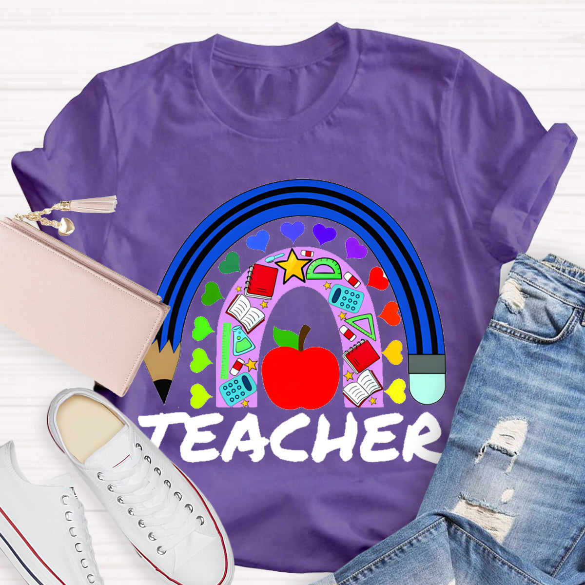 Love Everyone Heart Apple Teacher T-Shirt