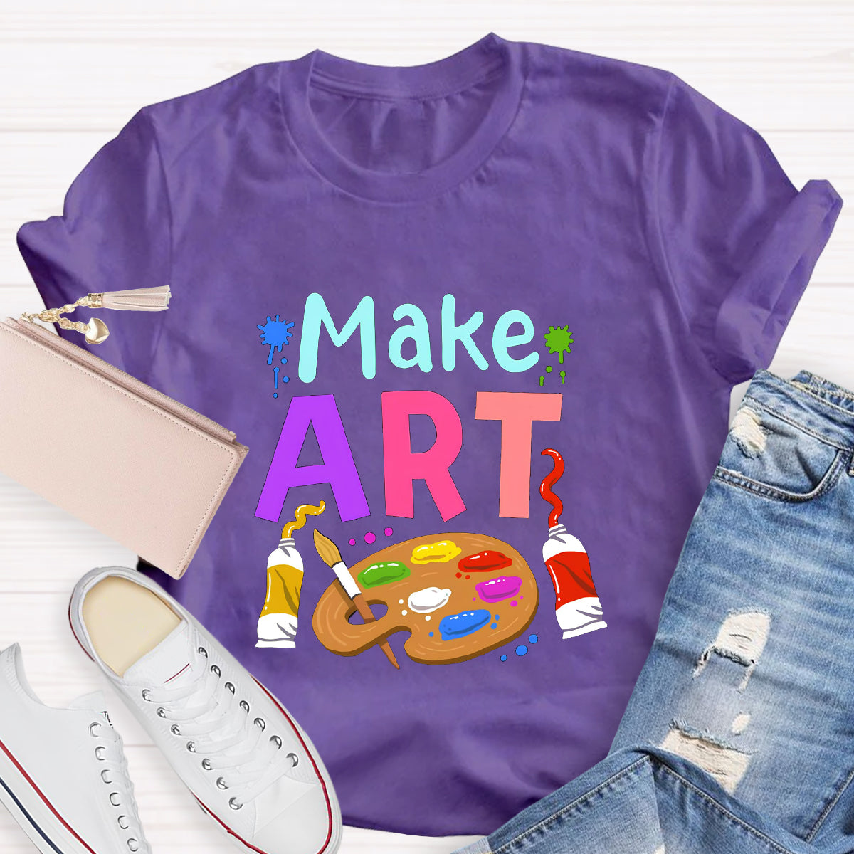 Make Art Color Palette Teacher T-Shirt