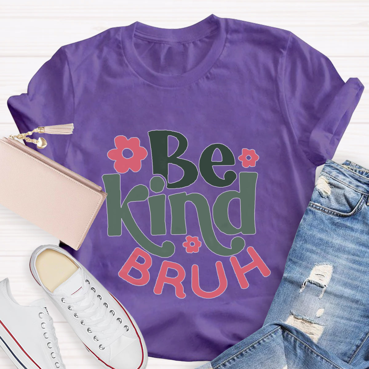 Be Kind Bruh Pink Flower T-Shirt