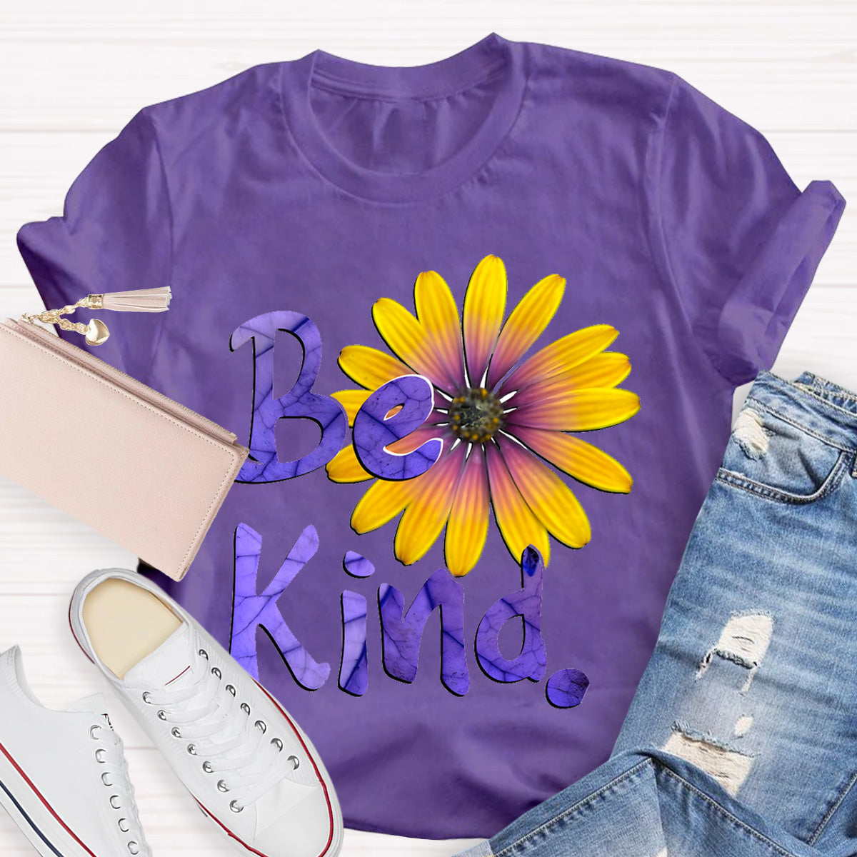 Brighter Sunflower Be Kind Teacher T-Shirt