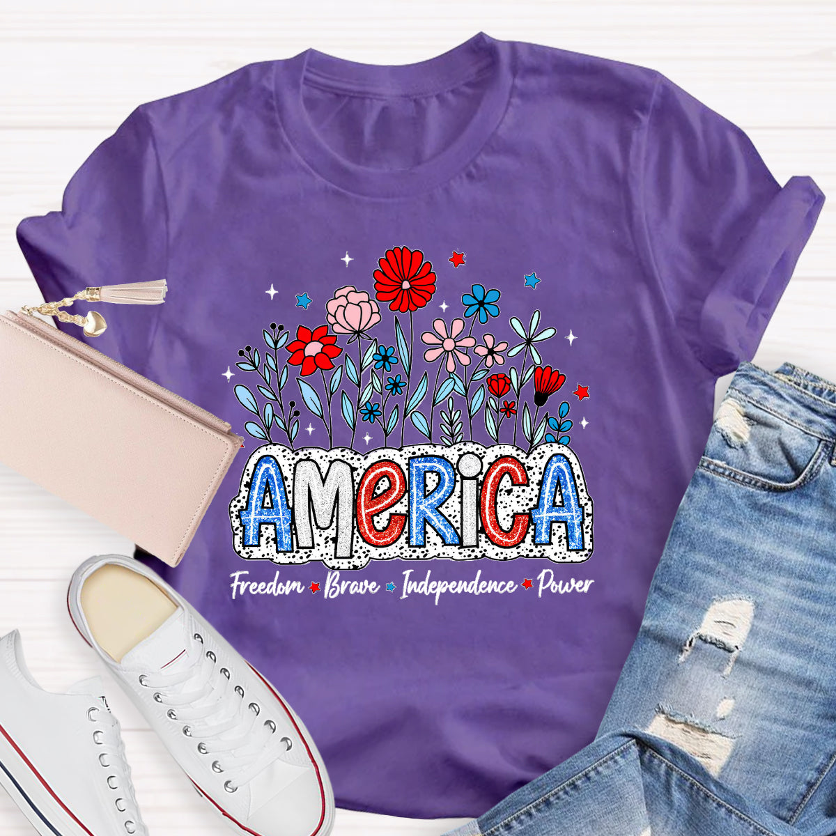 American Teacher Freedom Brave Power T-Shirt