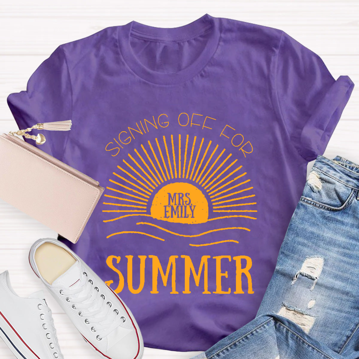 Personalized Name Signing Off For Teacher T-Shirt