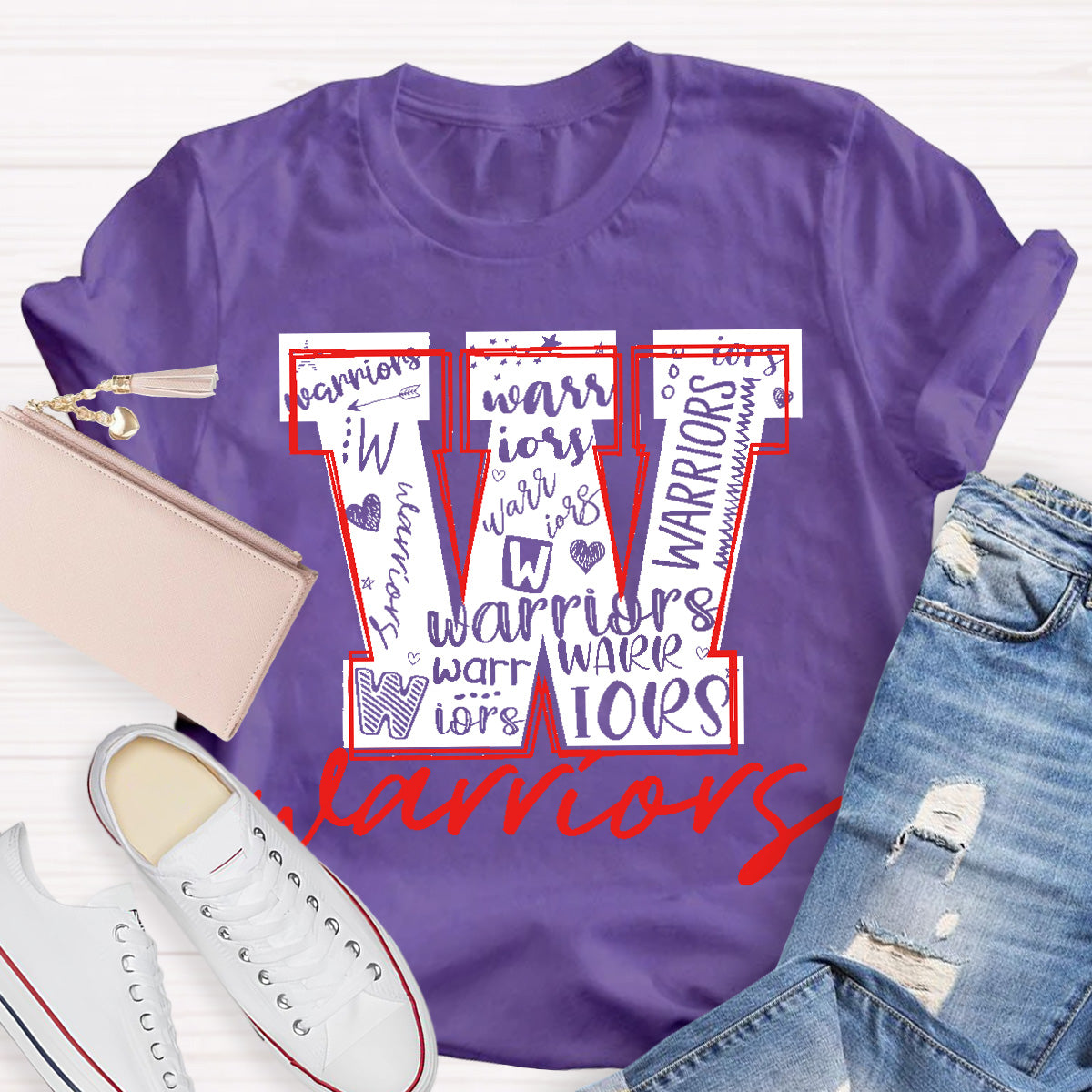 Personalized School Mascot Warriors Teacher T-Shirt