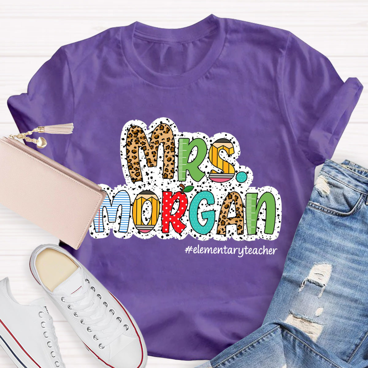 Personalized Name Elementary Teacher T-Shirt