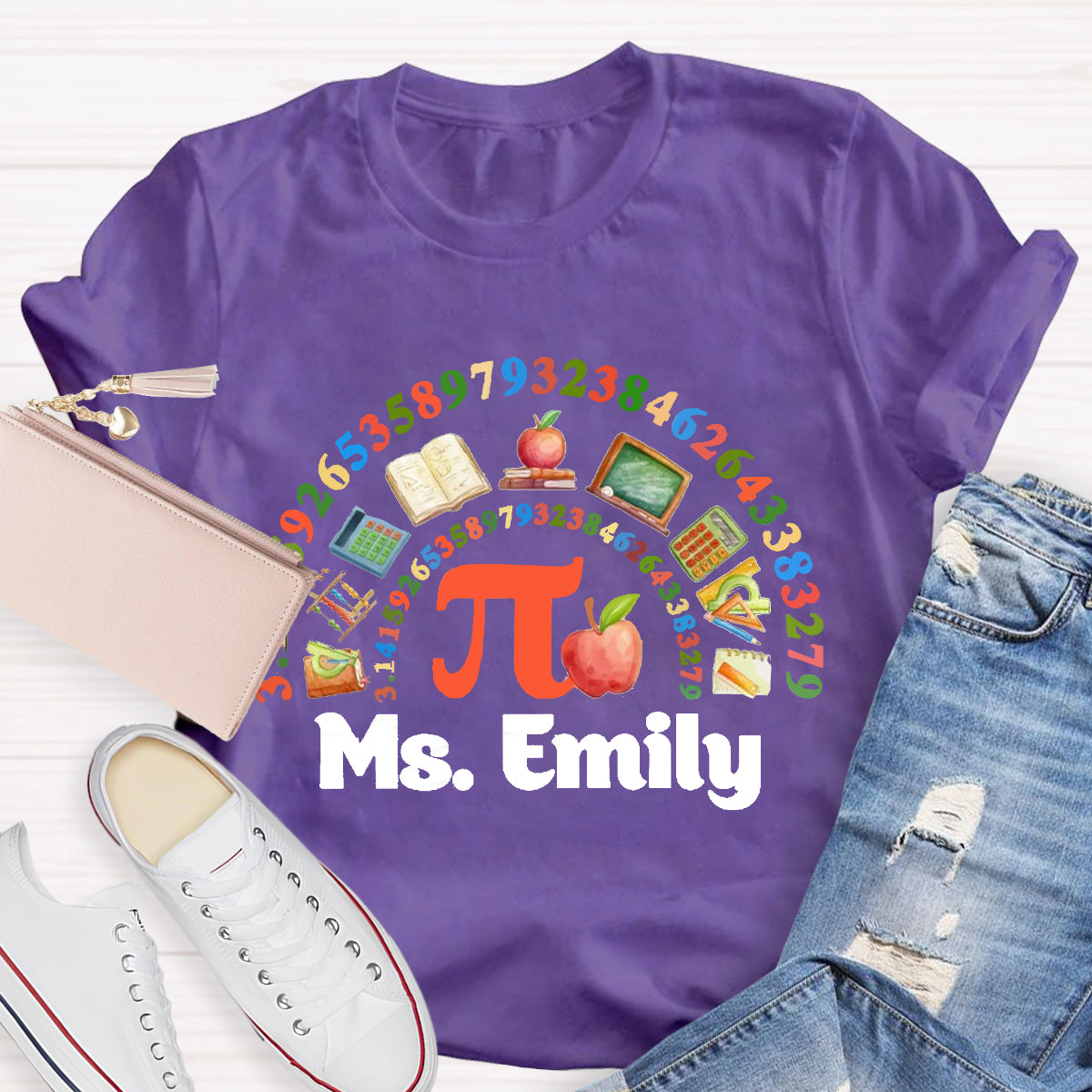 Personalized Math Teacher Name Happy Pi Day T-Shirt