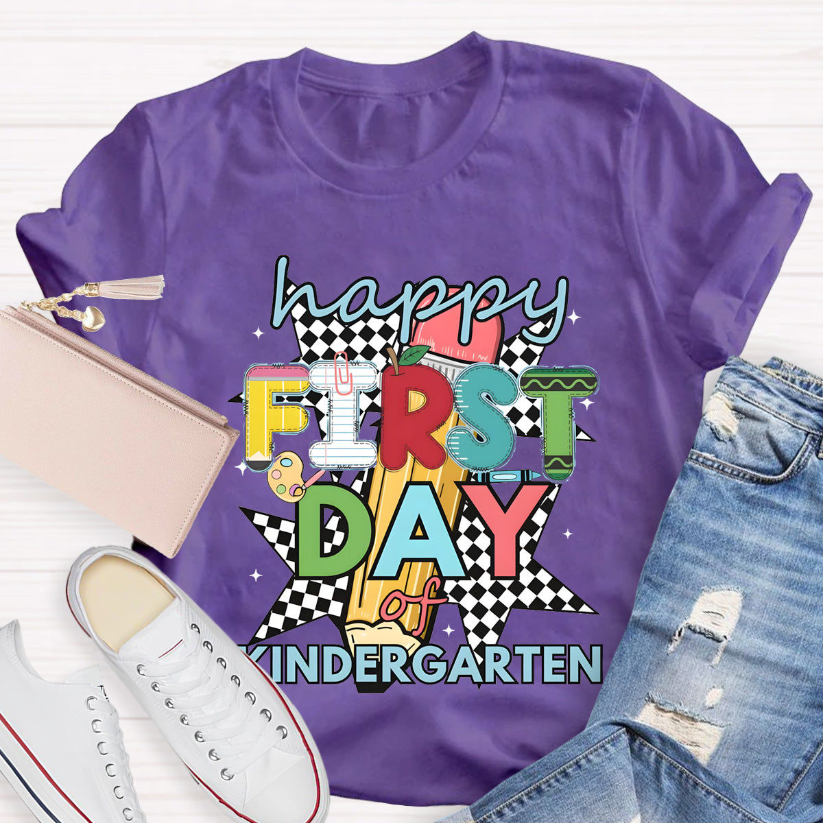 Personalized Grade Happy First Day Of Kindergarten Teacher T-Shirt