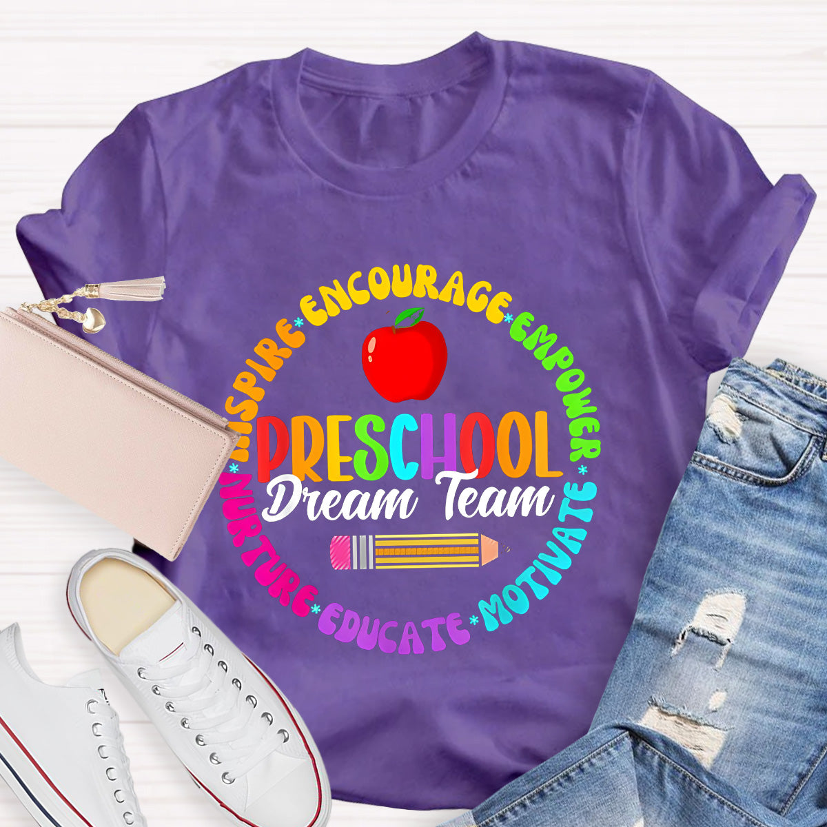 Personalized Grade Preschool Dream School Apple Teacher T-Shirt