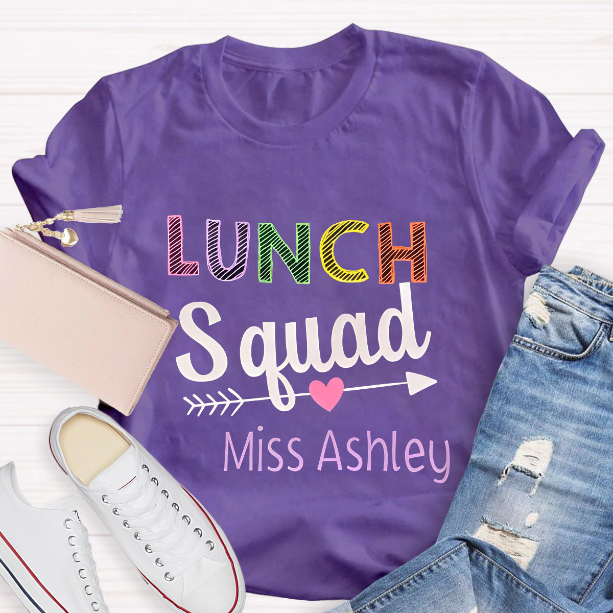 Personalized Name Lunch Squad Teacher T-Shirt