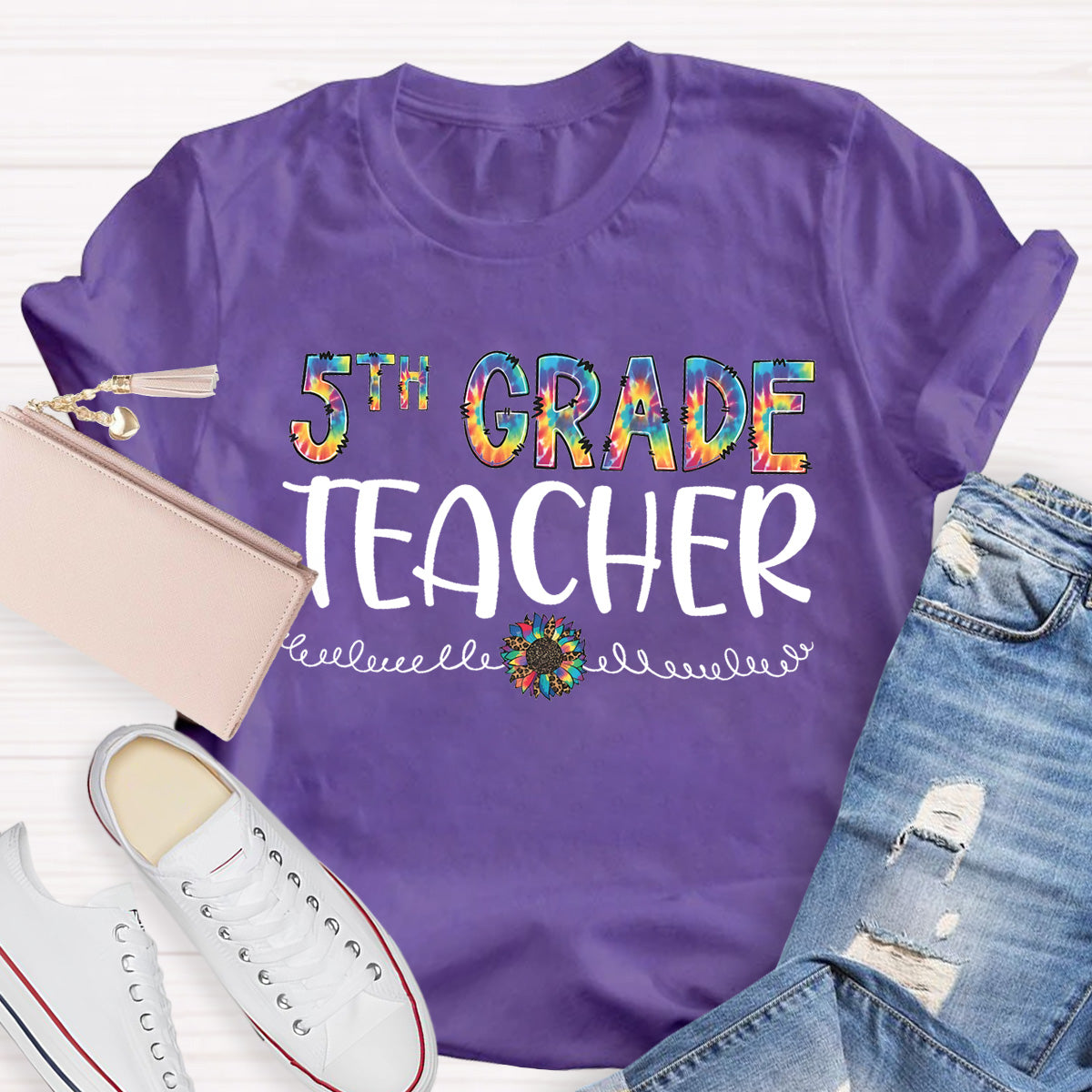 Personalized Grade Colorful Sunflower Teacher T-Shirt
