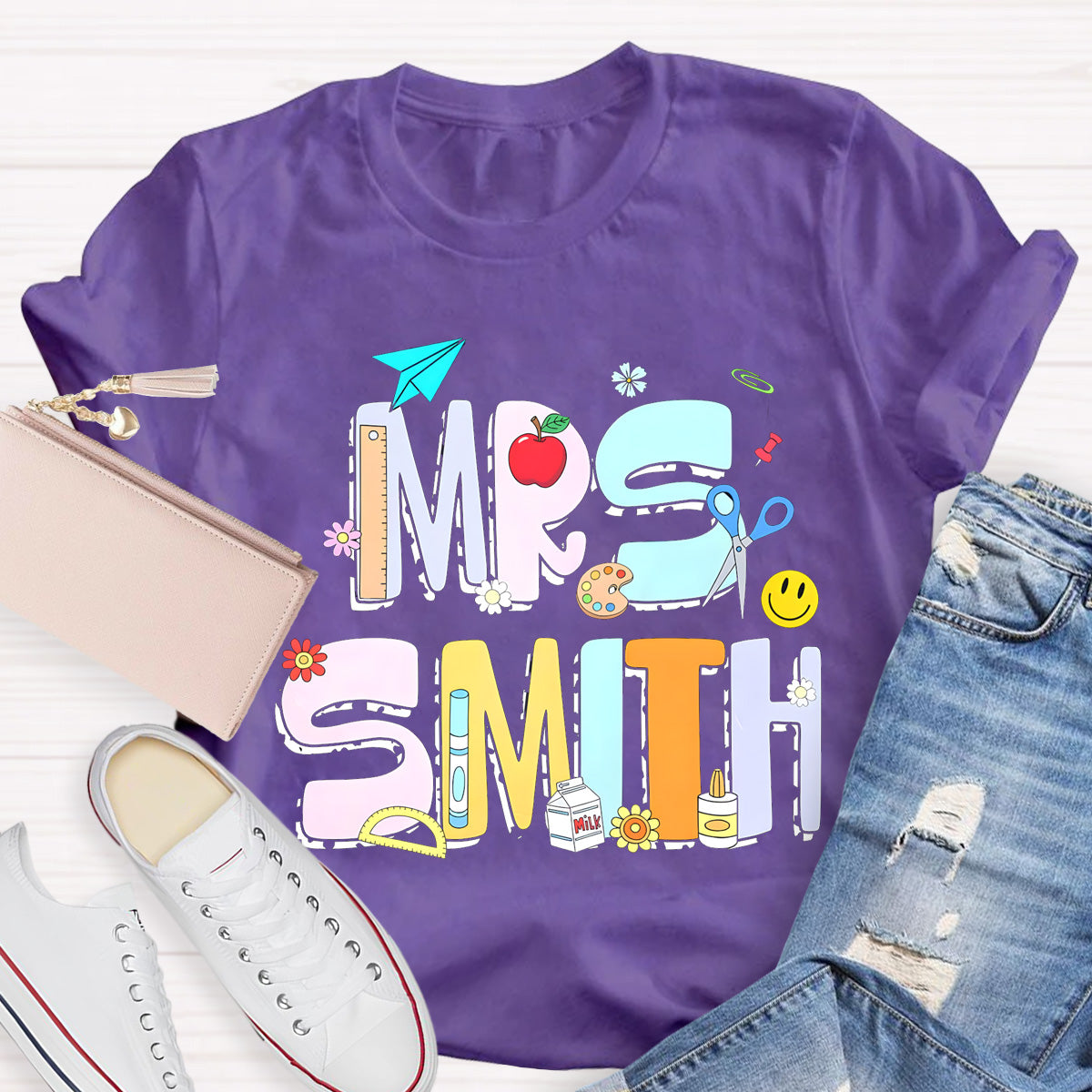 Personalized Name Beautiful Teacher Tools T-Shirt