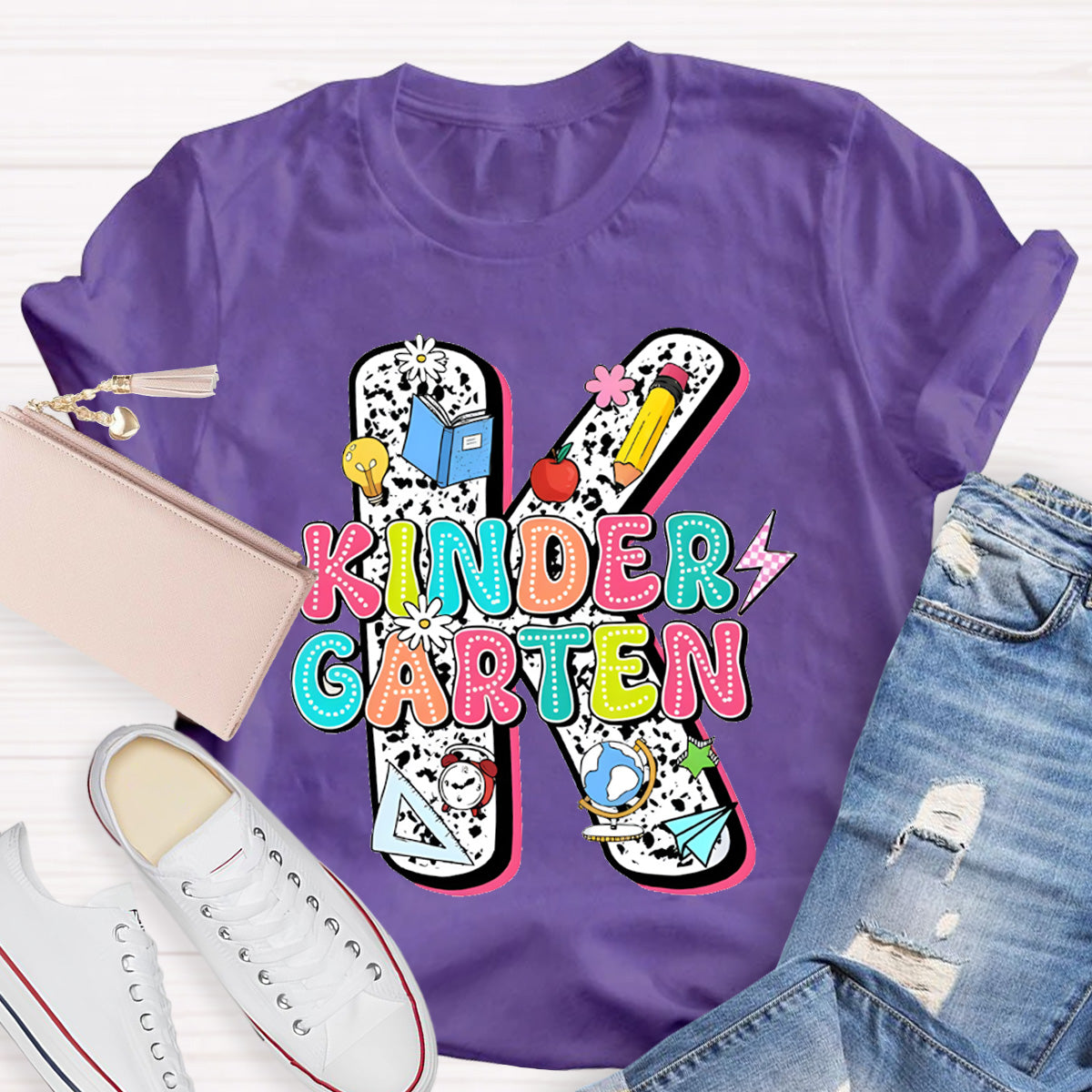 Personalized Grade Kindergarten Letter Teacher T-Shirt