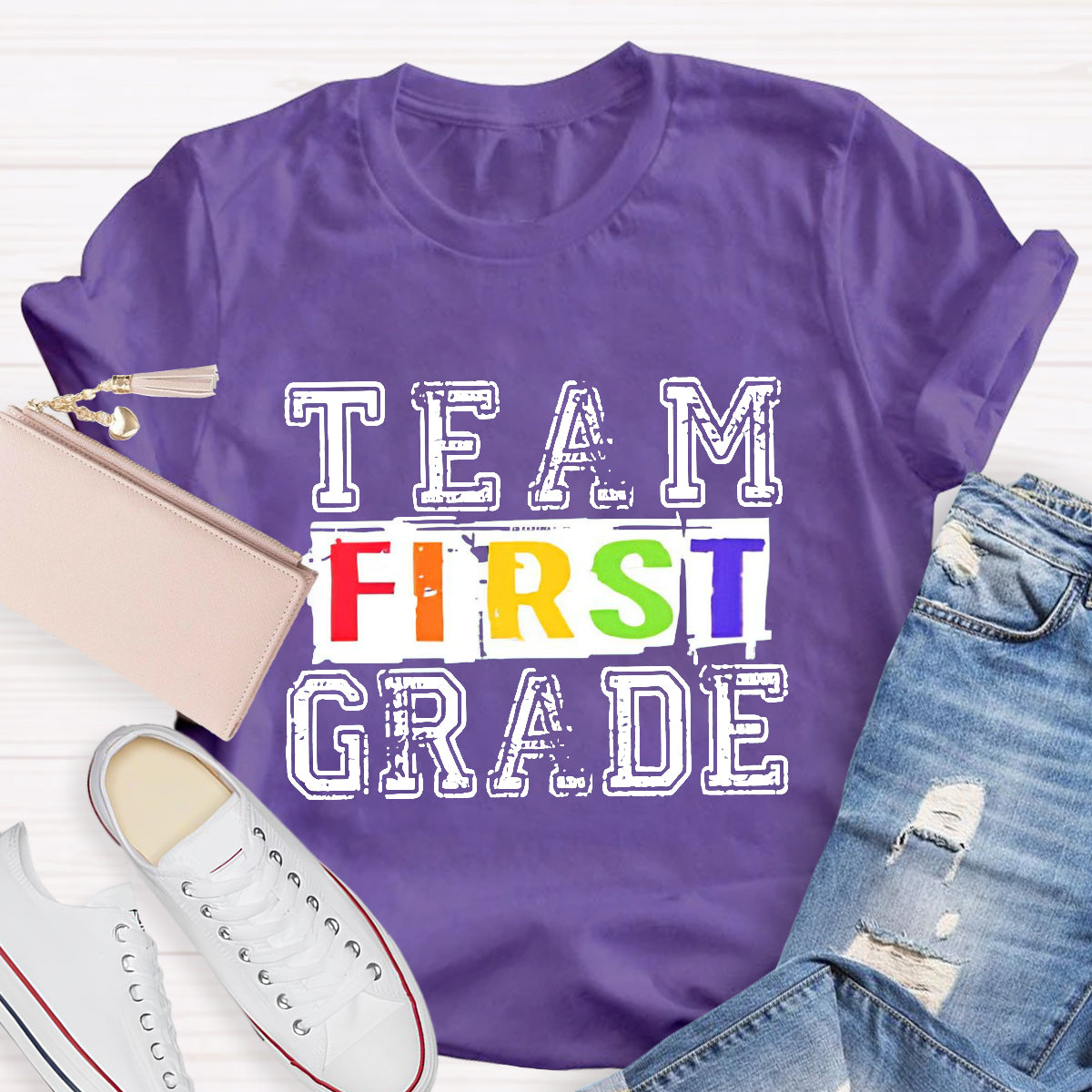 Personalized Grade First Grade Team Teacher T-Shirt