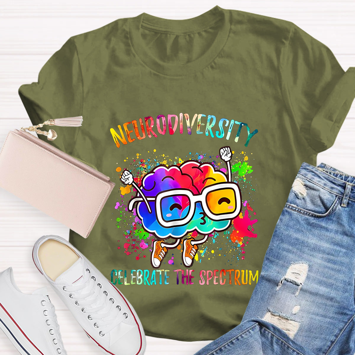 Neurodiversity Celebrate The Spectrum Teacher T-Shirt