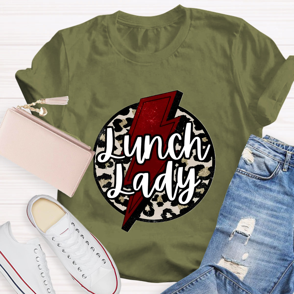 Leopard Printed Lunch lady T-Shirt