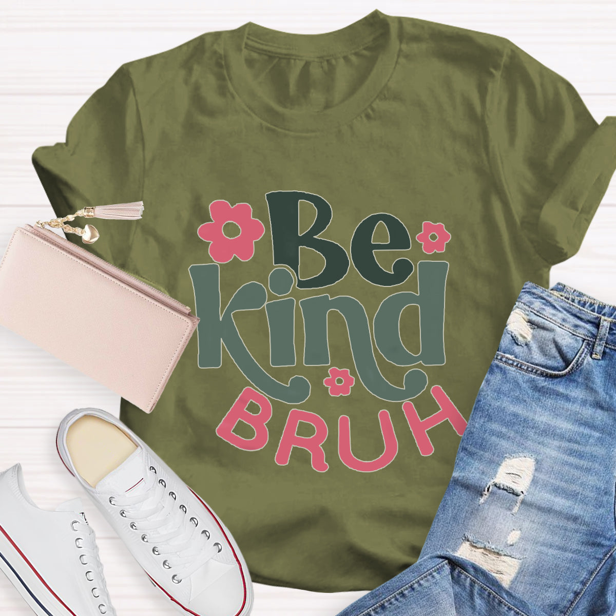Be Kind Bruh Pink Flower T-Shirt
