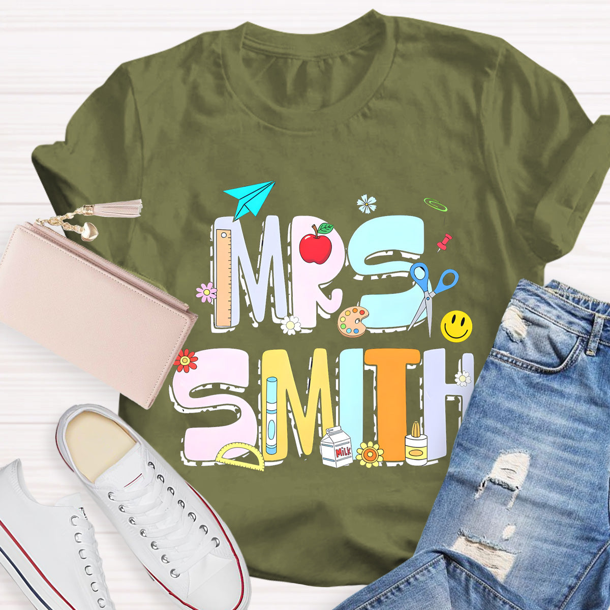 Personalized Name Beautiful Teacher Tools T-Shirt