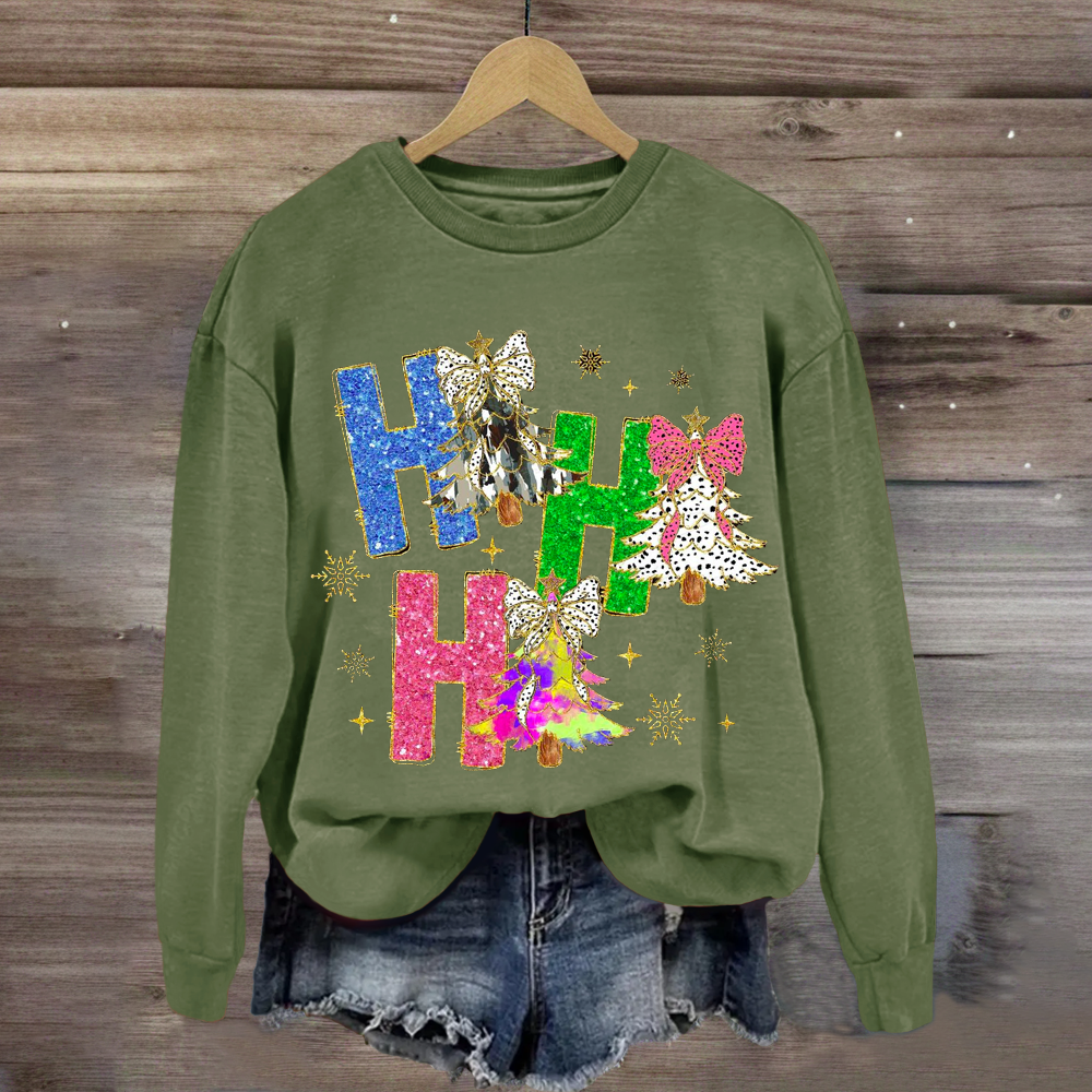 Bright Color Christmas Coquette Bow Ho ho ho Sweatshirt