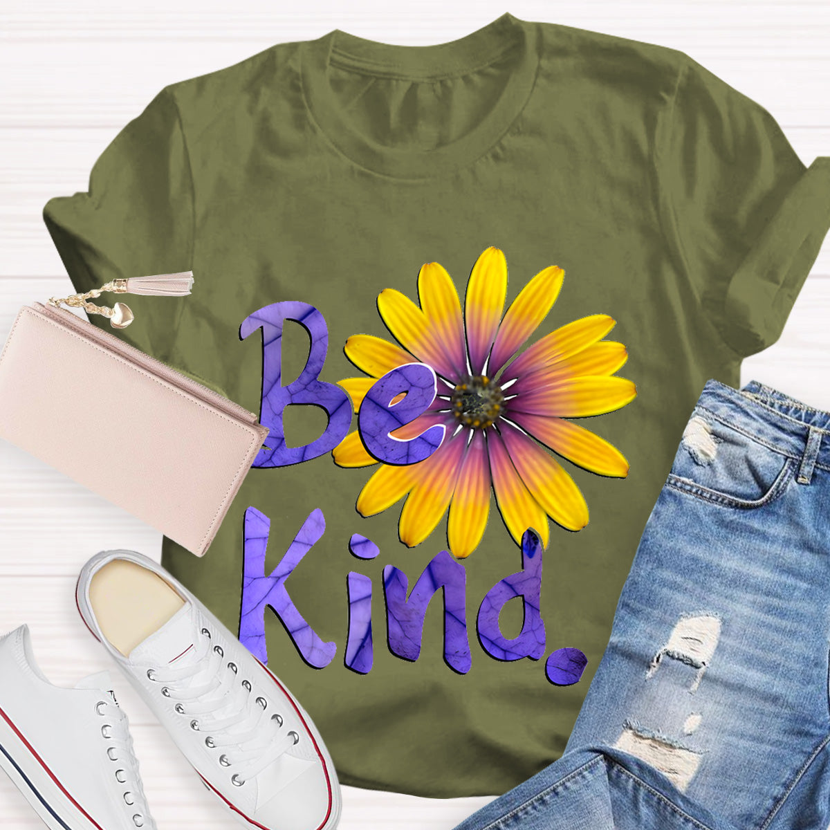 Brighter Sunflower Be Kind Teacher T-Shirt