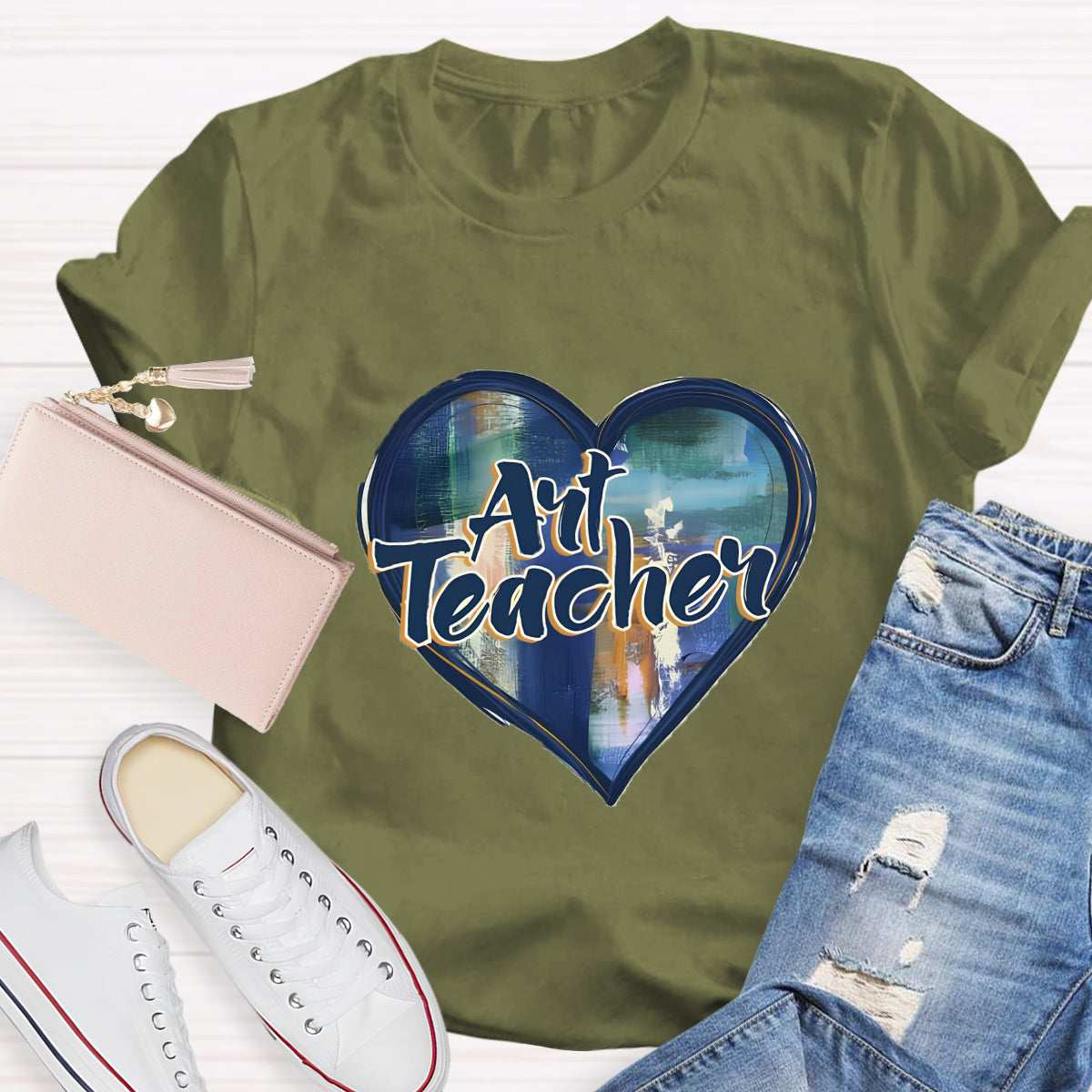 Printing Art Teacher Heart T-Shirt