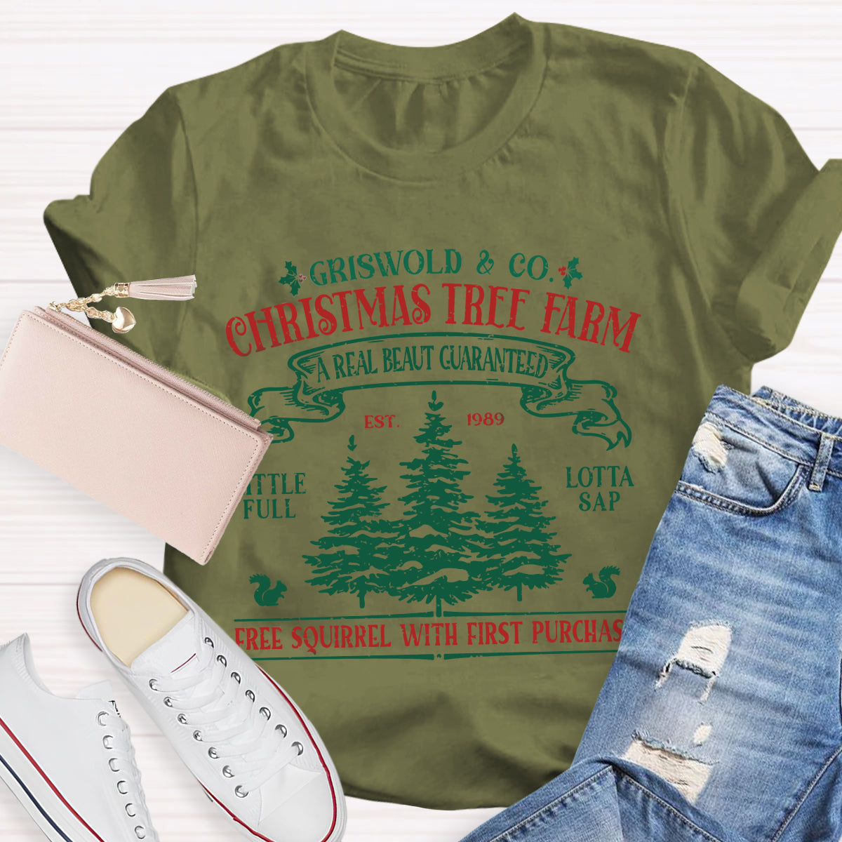 Christmas Tree Farm A Real Beauty Guaranteed Squirrel T-Shirt