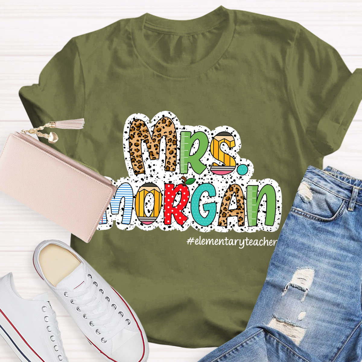 Personalized Name Elementary Teacher T-Shirt