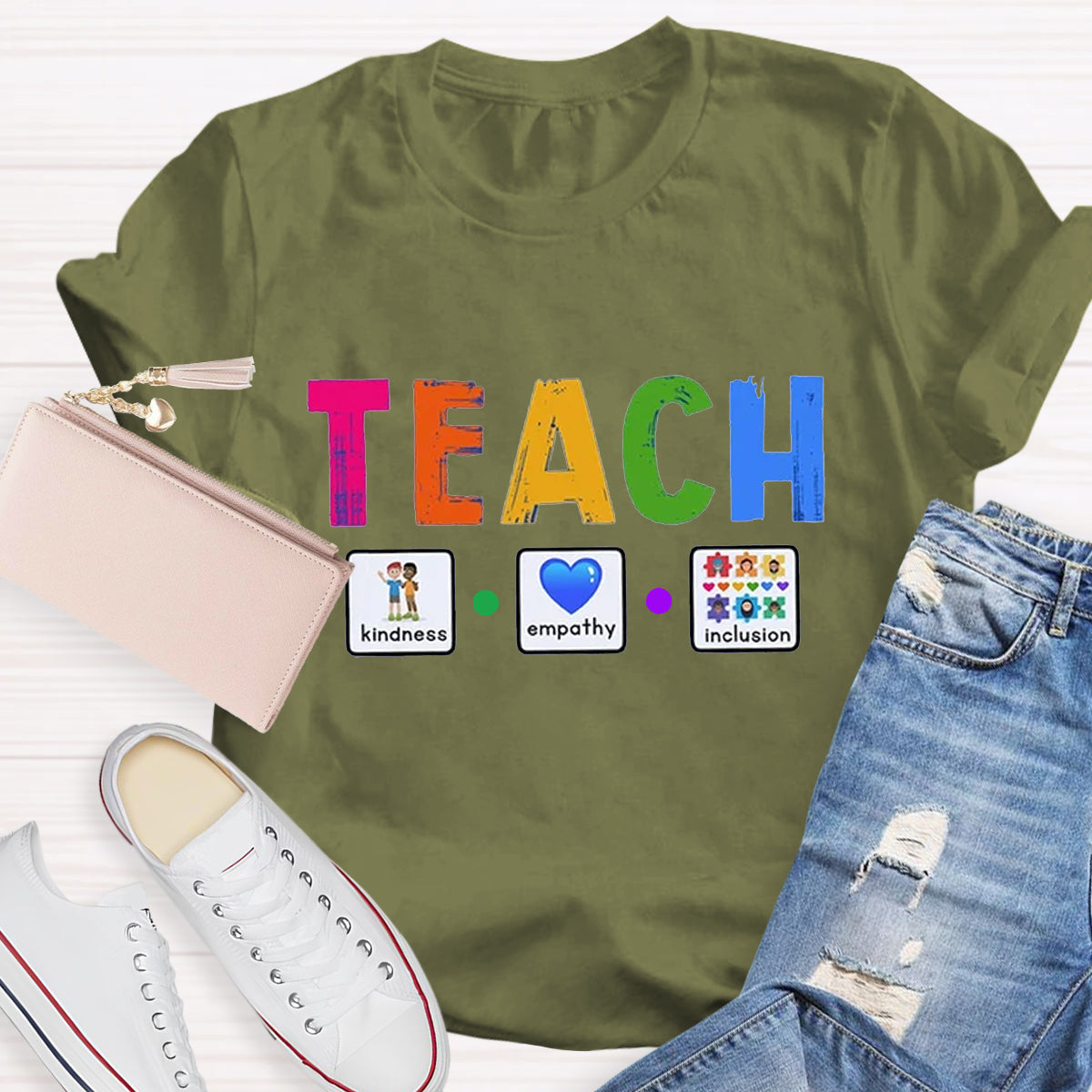 Teach Kindness Empathy Inclusion Teacher T-Shirt