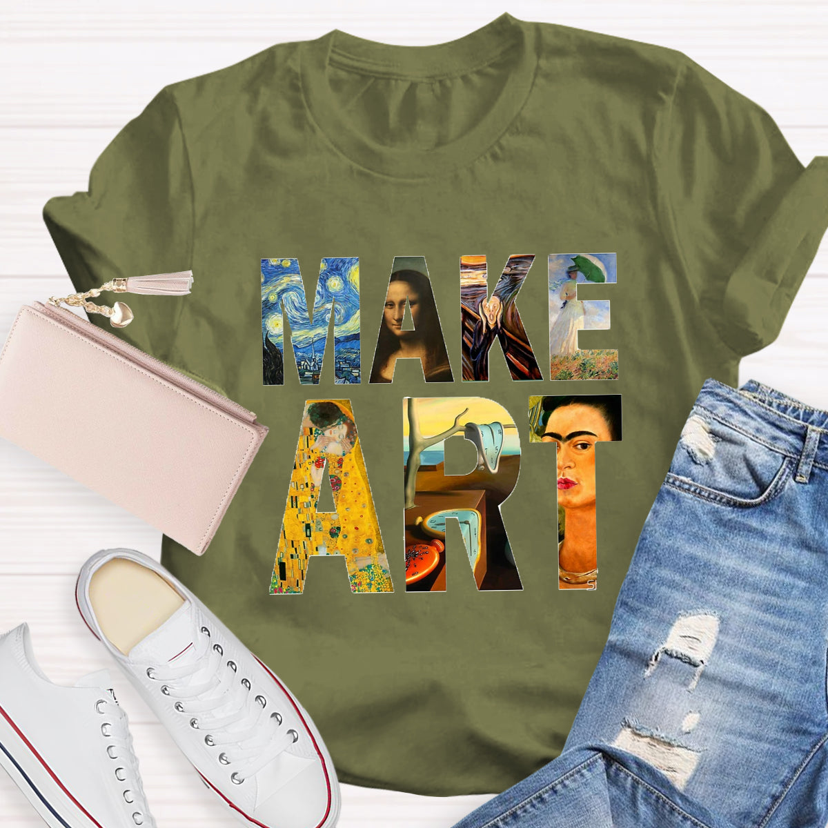 Make Art Printed Teacher T-Shirt