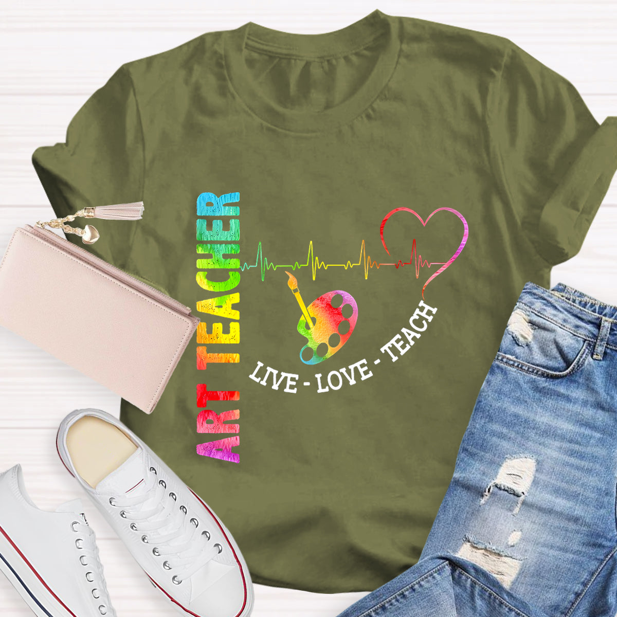 Live Love Teach Art Teacher T-Shirt