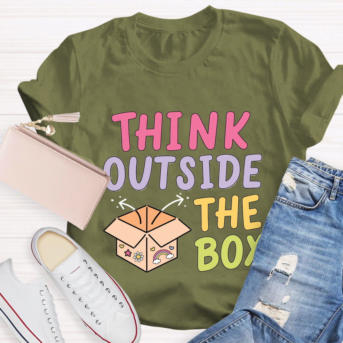 Think Out Side The Box Teacher T-Shirt