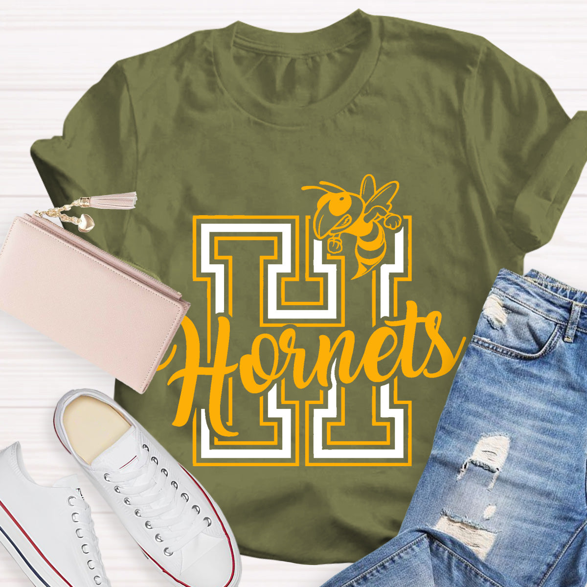 Personalized School Mascot Hornets Teacher T-Shirt