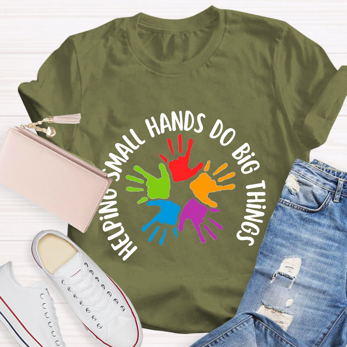 Helping Small Hands Do Big Thing Teacher T-Shirt