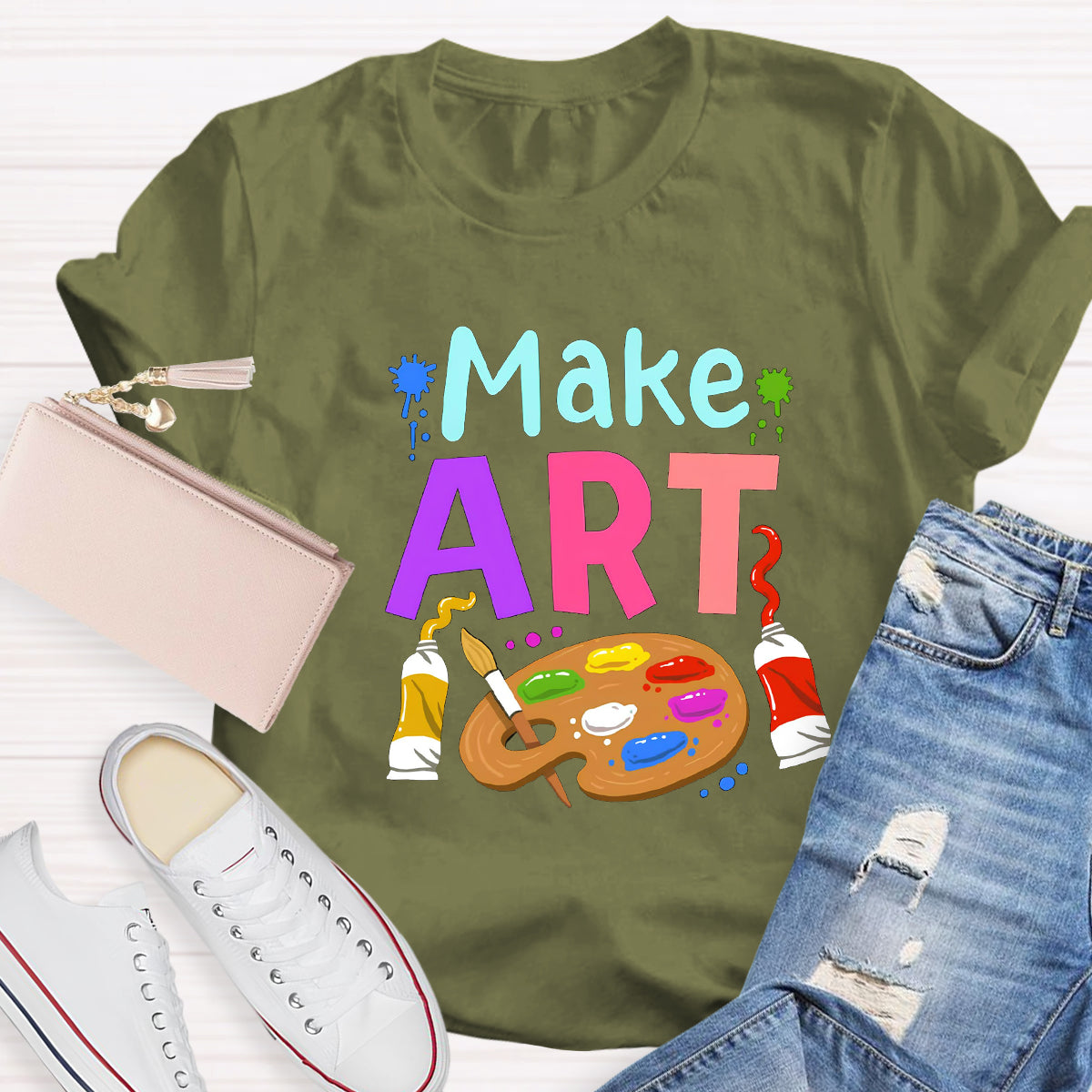Make Art Color Palette Teacher T-Shirt