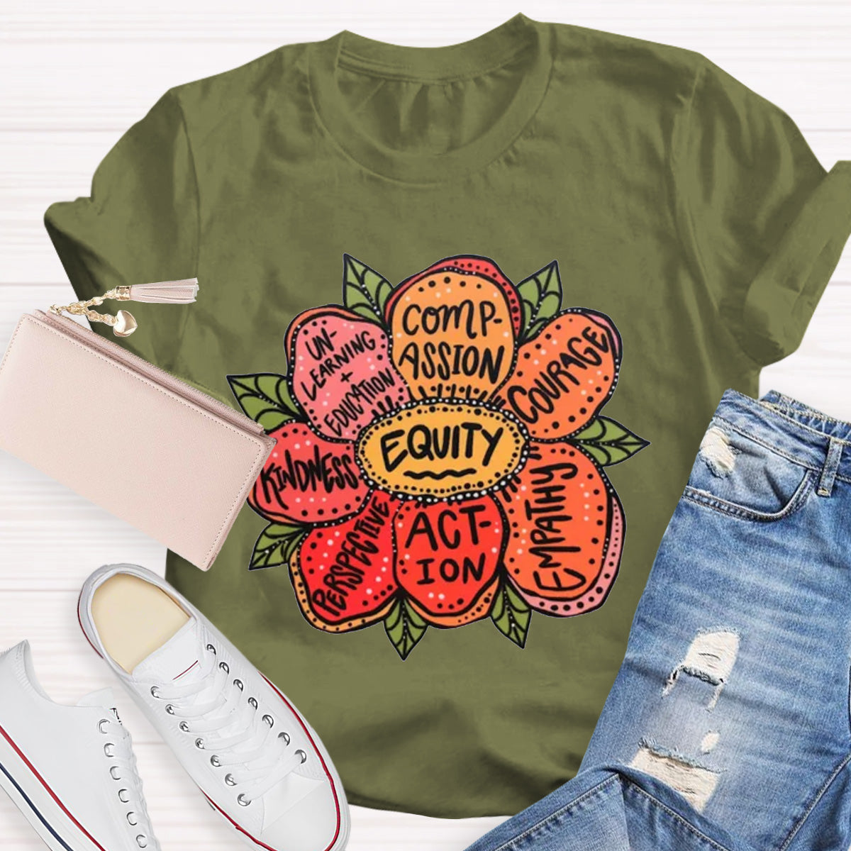 Action Kindness Equity Teacher T-Shirt