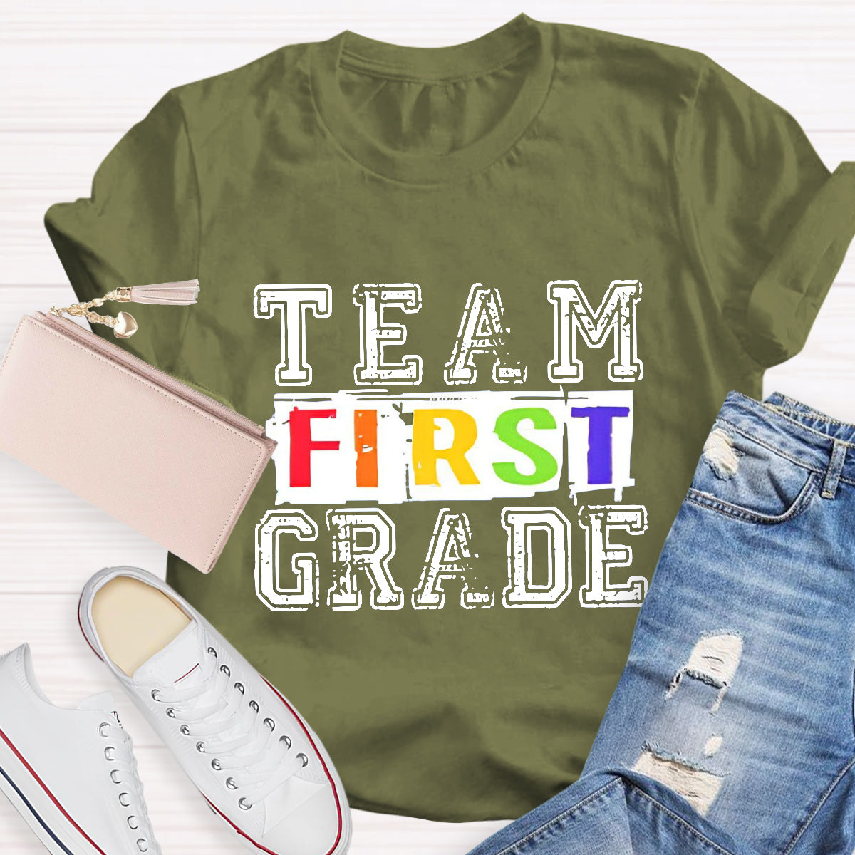 Personalized Grade First Grade Team Teacher T-Shirt