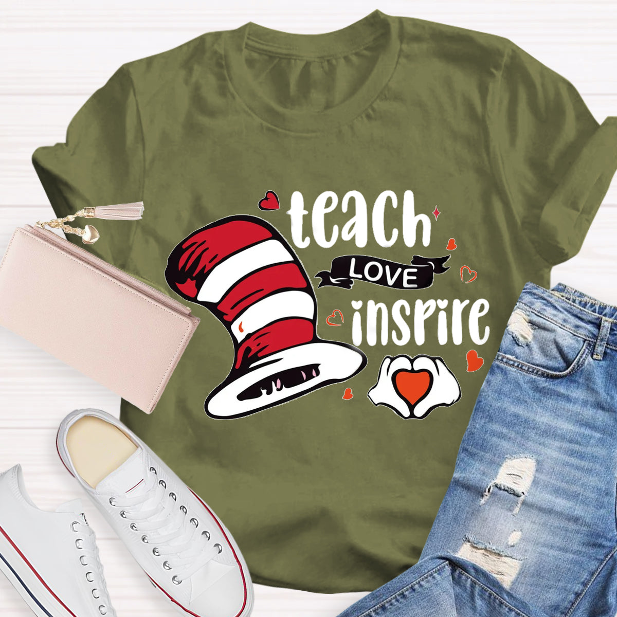 Teach Love Inspire Children's Books Teacher T-Shirt