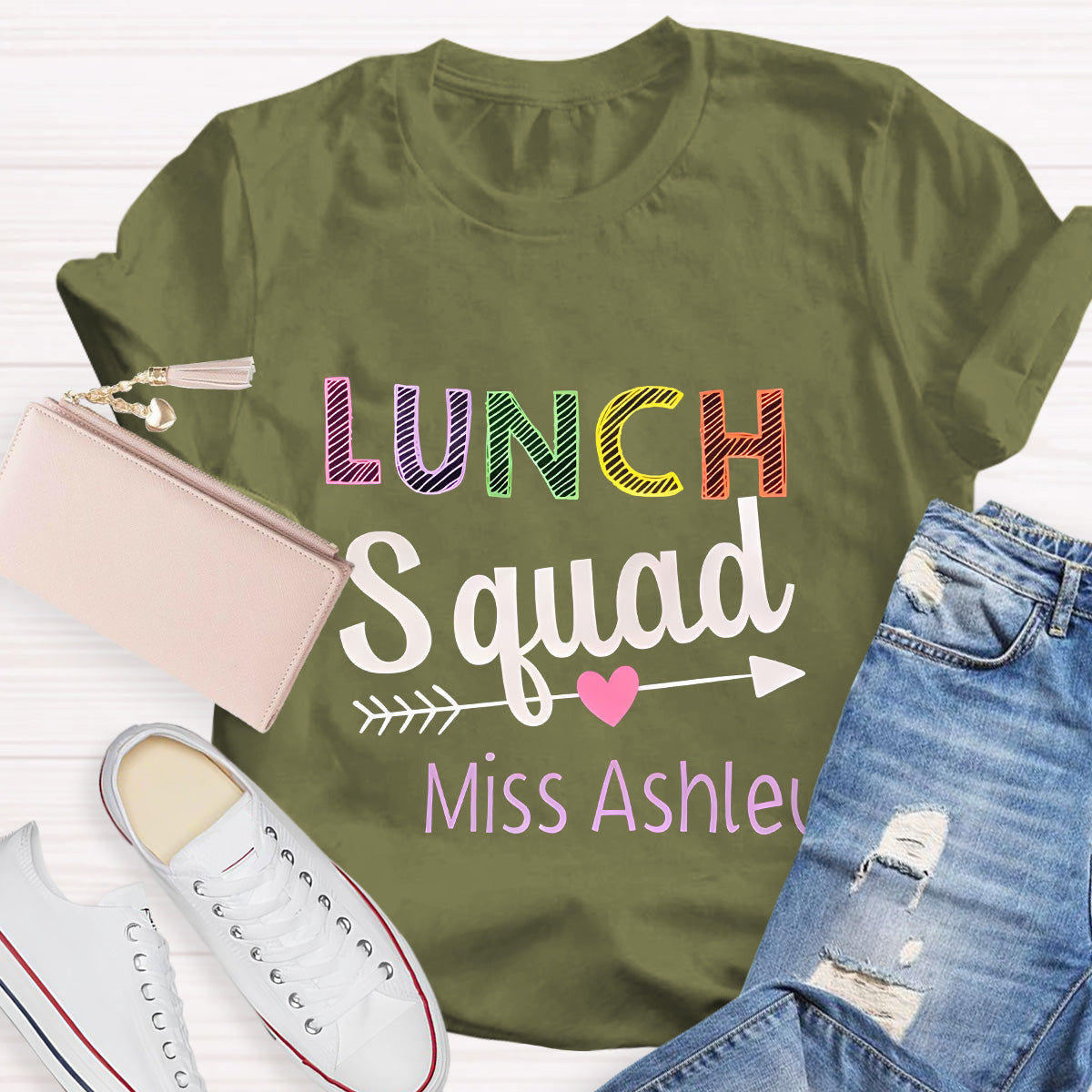 Personalized Name Lunch Squad Teacher T-Shirt