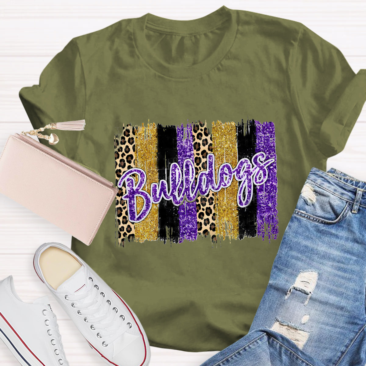 Personalized Mascot Leopard Print Teacher T-Shirt