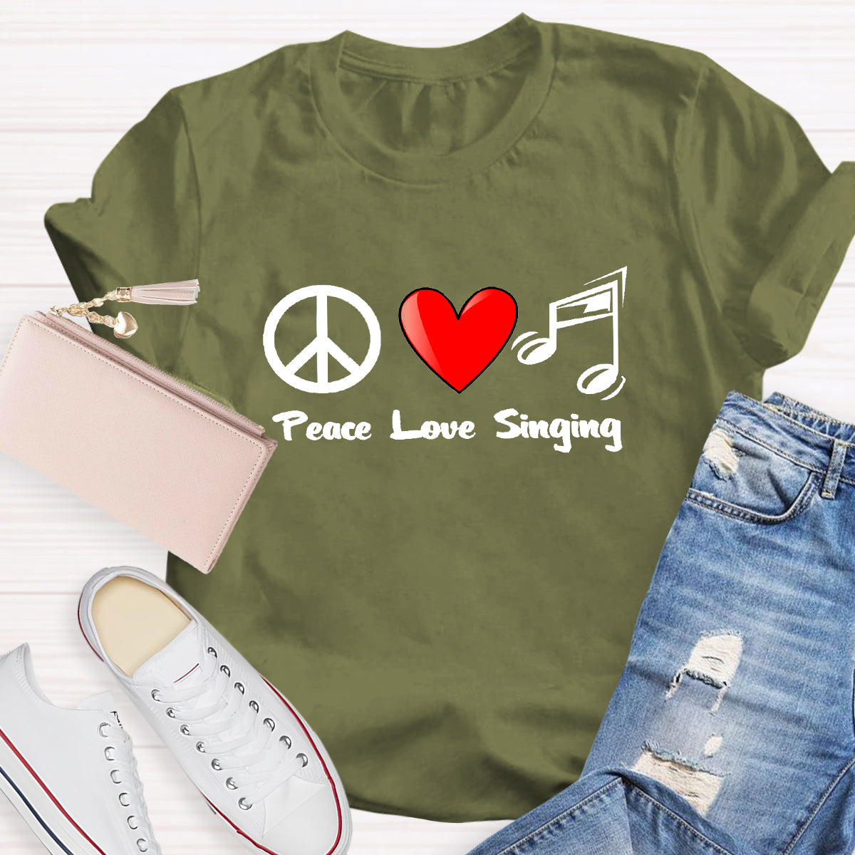 Peace Love Singing Music Teacher T-Shirt