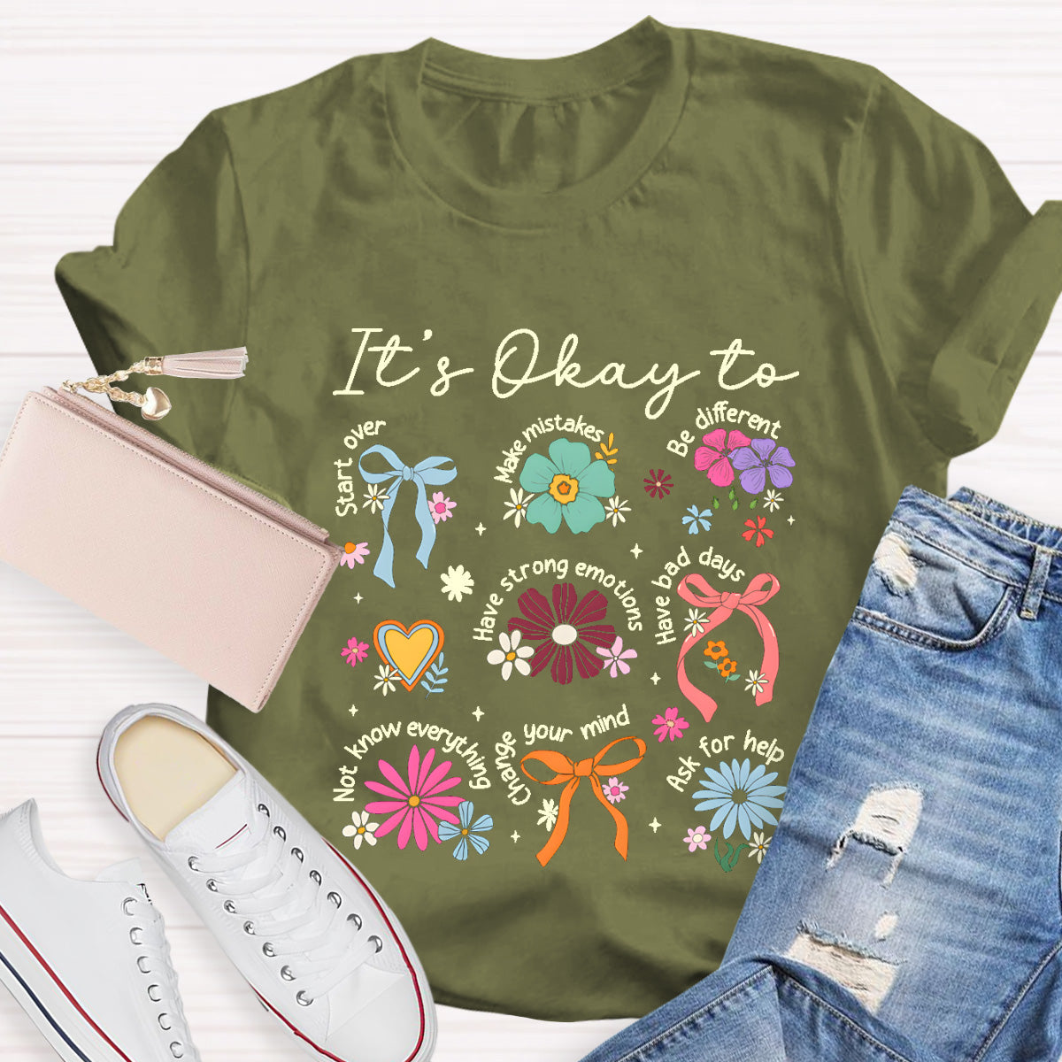 It's Okay To Be Different Vintage Flower Teacher T-Shirt