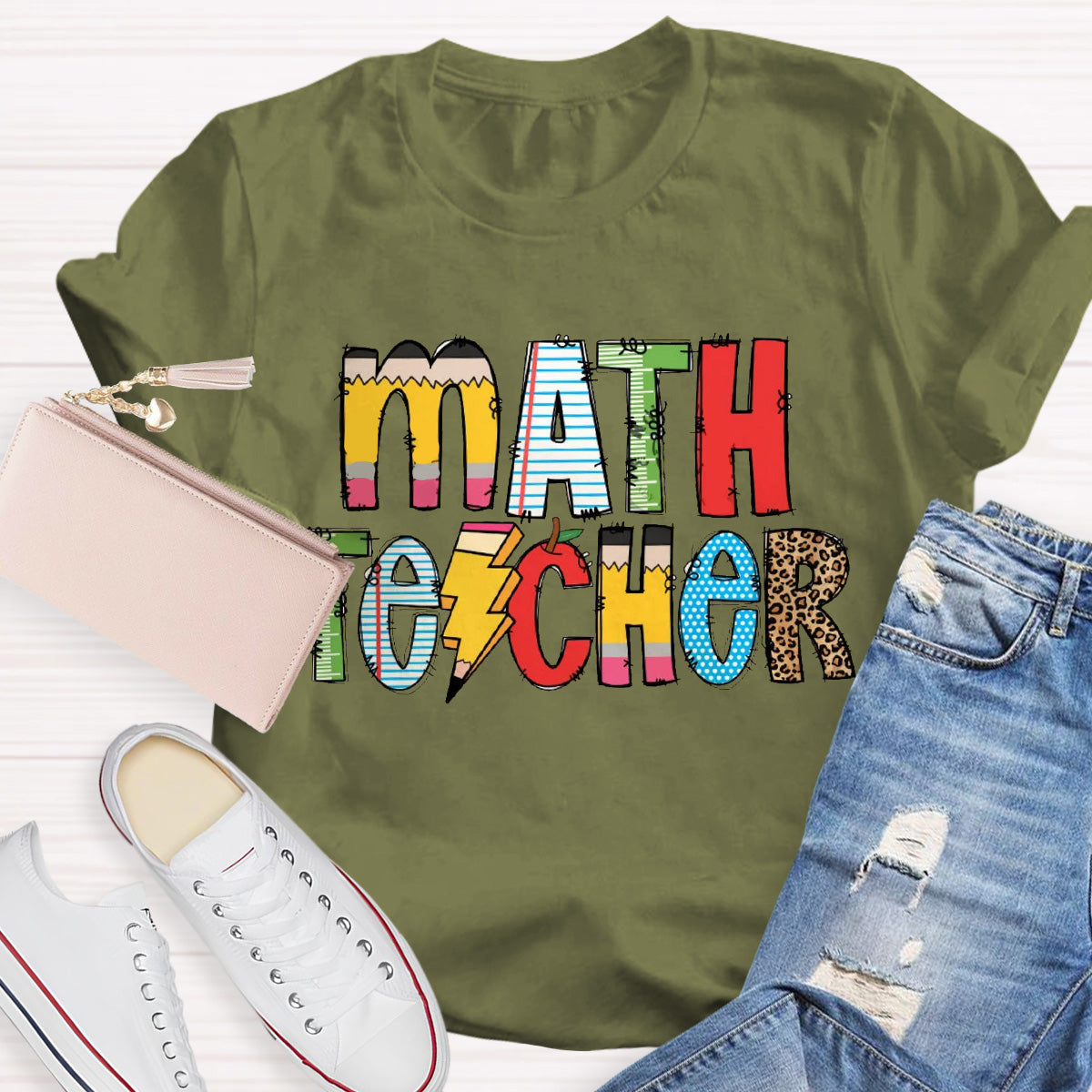 Personalized Subject Pencil Leopard T-Shirt