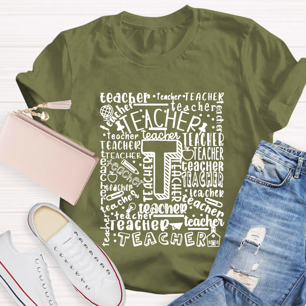 Optimistically And Positively Teacher T-Shirt